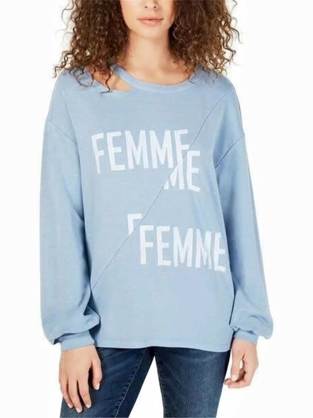 I.N.C. International Concepts Femme Cutout Sweatshirt Blue